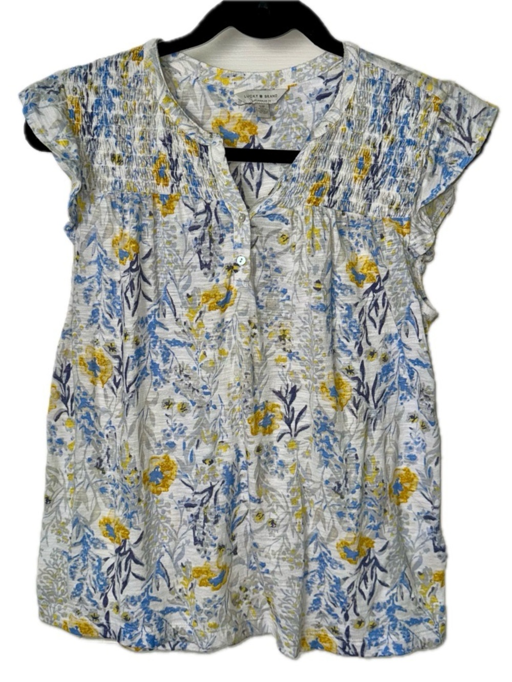 Lucky Brand Blue and Yellow Floral Top